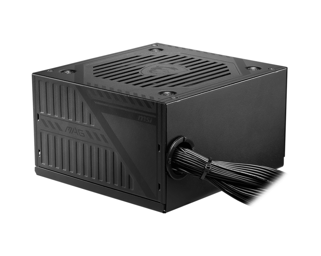 MSI MAG A600DN Power Supply 600W , 80 PLUS Non-Modular , 120mm Hydro Bearing Fan , Flat Cable Equipment , Active PFC Design , OCP OVP OPP SCP Protection – BLACK