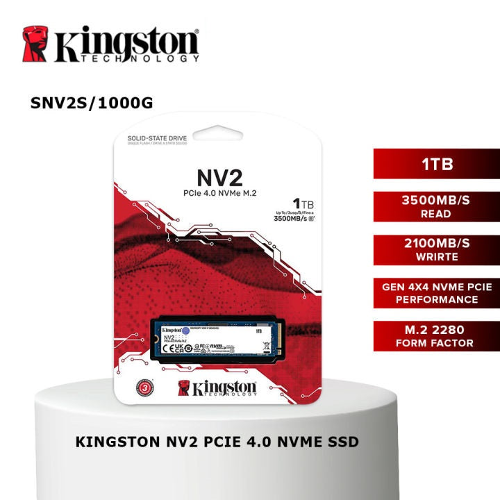 Kingston NV2 1TB M.2 2280 NVMe Internal SSD | PCIe 4.0 Gen 4×4 | Up To 3500 MB/S | SNV2S/1000G