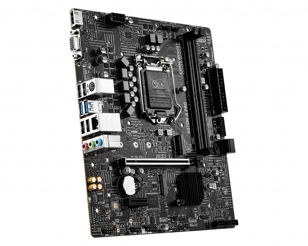 MSI H510M-A Pro Motherboard DDR4 Micro-ATX – Supports Intel Core 11Th Gen Processors, LGA 1200-2 X Dimms (3200Mhz), 1 X PCIe 4.0 X16, 1 X M.2 Gen3, USB 3.2 Gen1, 1G LAN, HDMI 2.0B