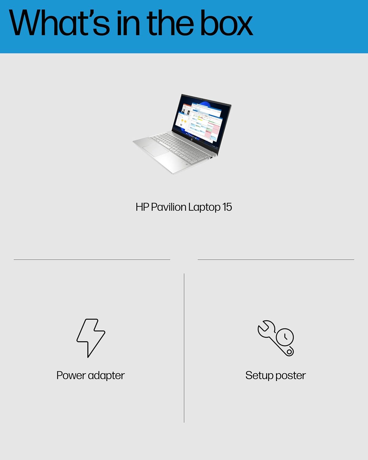 HP Pavilion 15 Intel® Core™ I7-1355U | 16 GB DDR4-3200 RAM , 256 GB NVMe™ M.2 SSD | 15.6 Inch FHD + Intel® Iris® Xe Graphics | Windows 11 Home | Wi-Fi 6 , Bluetooth® 5.3 | Natural Silver