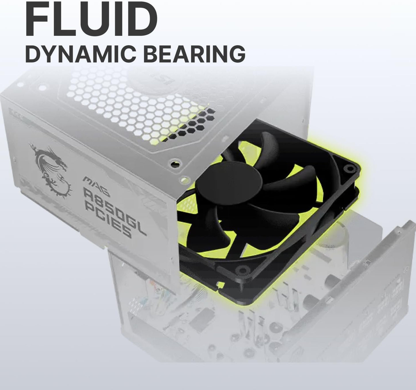 MSI MAG 850GL PCIE 5 White Gaming Power Supply – Full Modular – 80 Plus Gold Certified 850W – Compact Size – ATX PSU