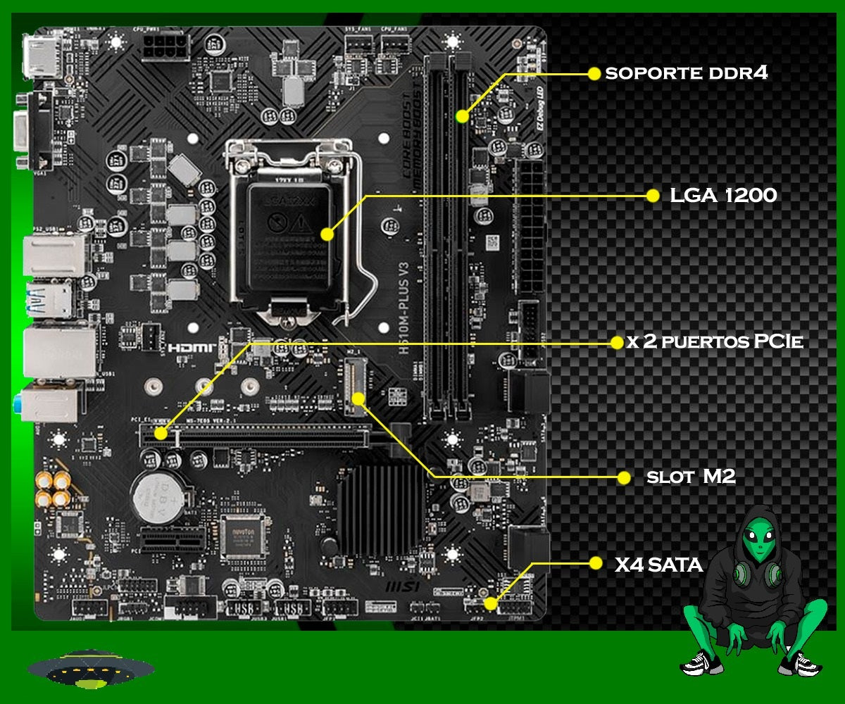 MSI H510M PLUS V3 MOTHERBOARD , Supports Up To10th Gen Intel ONLY, Micro-ATX 64GB 2933MHz DDR4 Memory , Core Boost Technology, Memory Boost & Audio Boost , Armored PCIe Slot