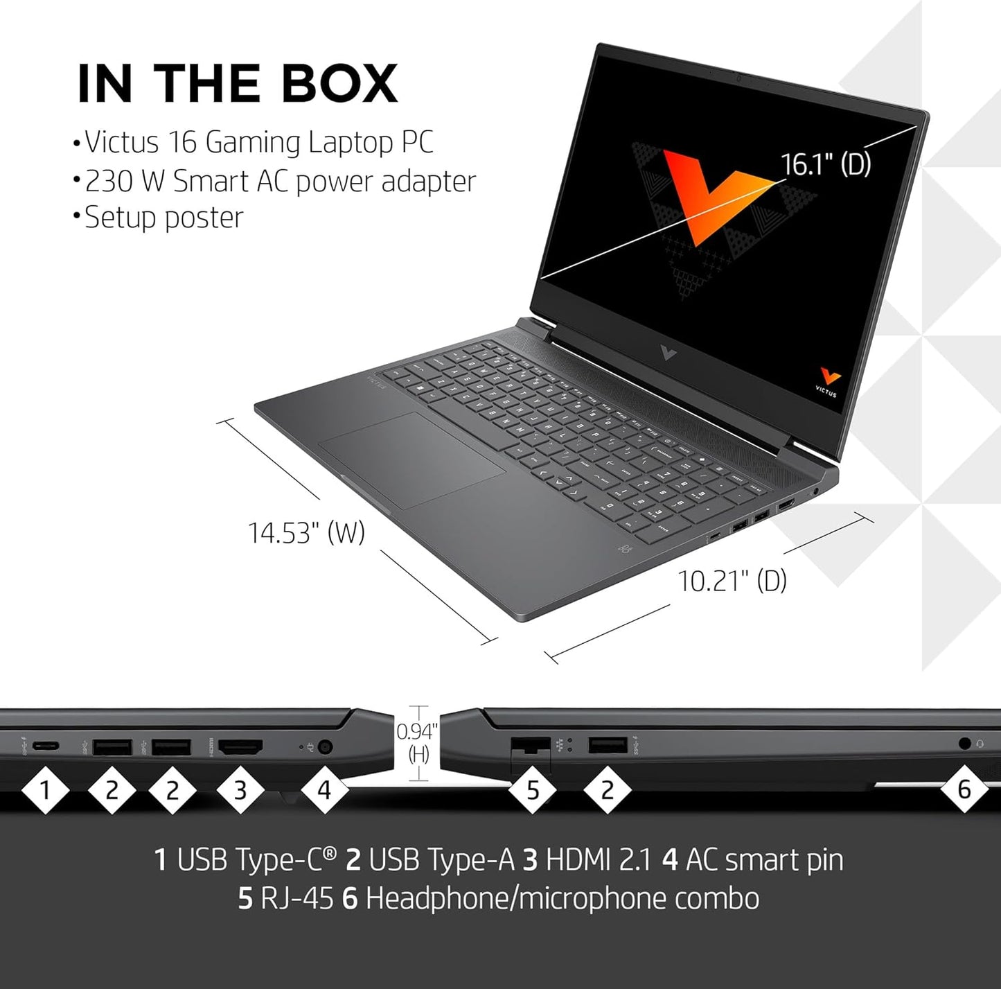 HP Victus 16-R100 Intel Core I7-14700HX RTX 4060 NVIDIA GeForce | 32GB DDR5 RAM | 1TB PCIe SSD |16.1″ FHD 144Hz Display | Wi-Fi 6 | Backlit KB | Windows 11