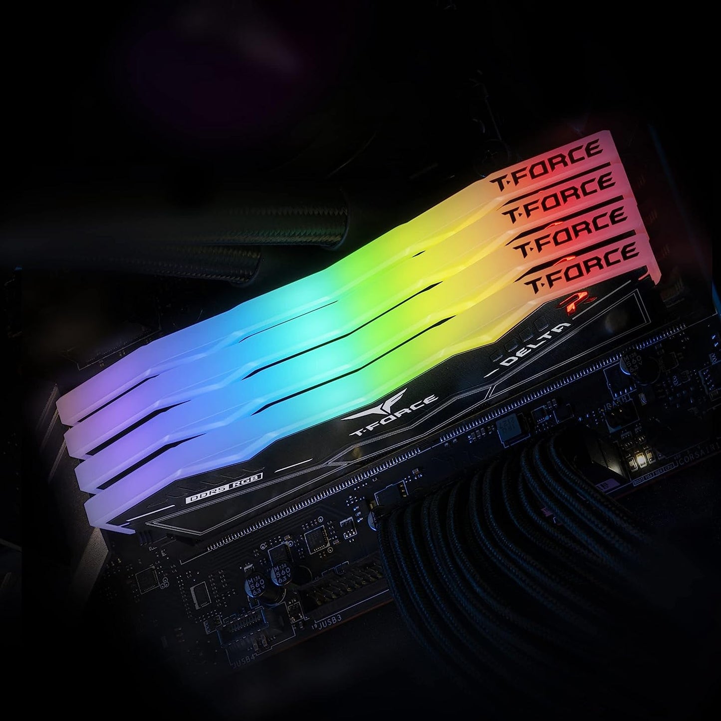 TEAMGROUP T-Force Delta RGB DDR5 Ram Kit 32GB (2x16GB) 5600MHz PC5-44800 CL32 Desktop Memory Module Ram For 600 700 Series Chipset XMP 3.0 Ready Black – FF3D532G5600HC32DC01