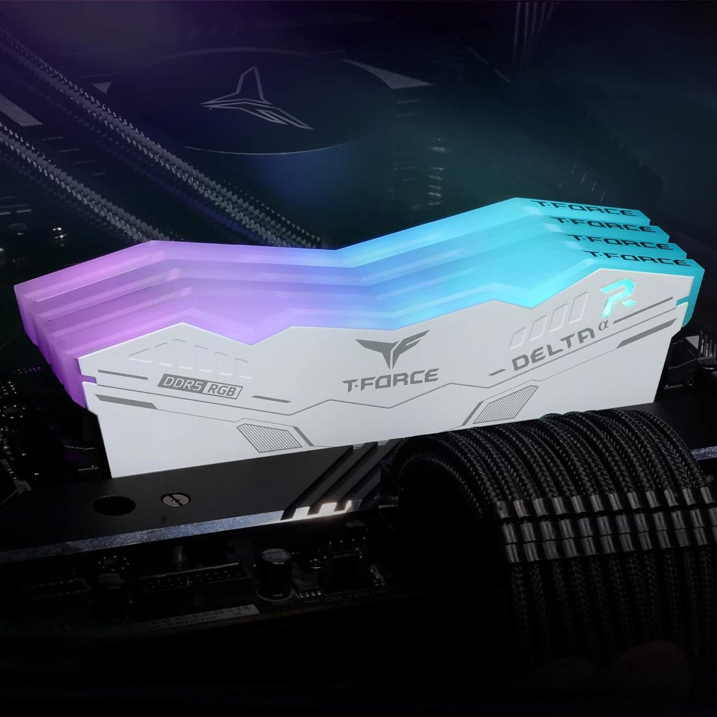 TEAMGROUP T-FORCE DELTA Alpha RGB DDR5 Ram 32GB Kit (2x16GB) 5600MHz CL40 1.2V AMD Expo Compatible Desktop Memory Module Ram – White – FF8D532G5600HC40BDC01