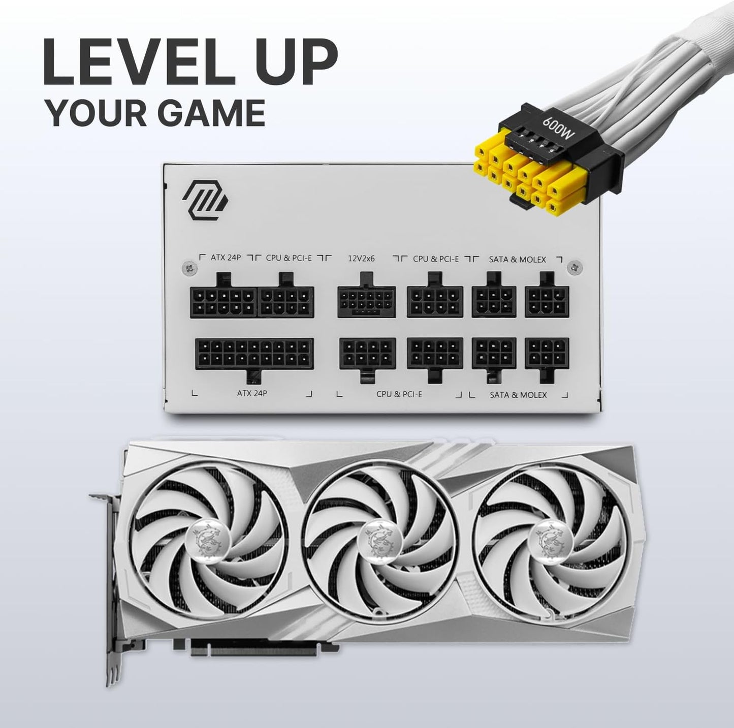 MSI MAG 850GL PCIE 5 White Gaming Power Supply – Full Modular – 80 Plus Gold Certified 850W – Compact Size – ATX PSU