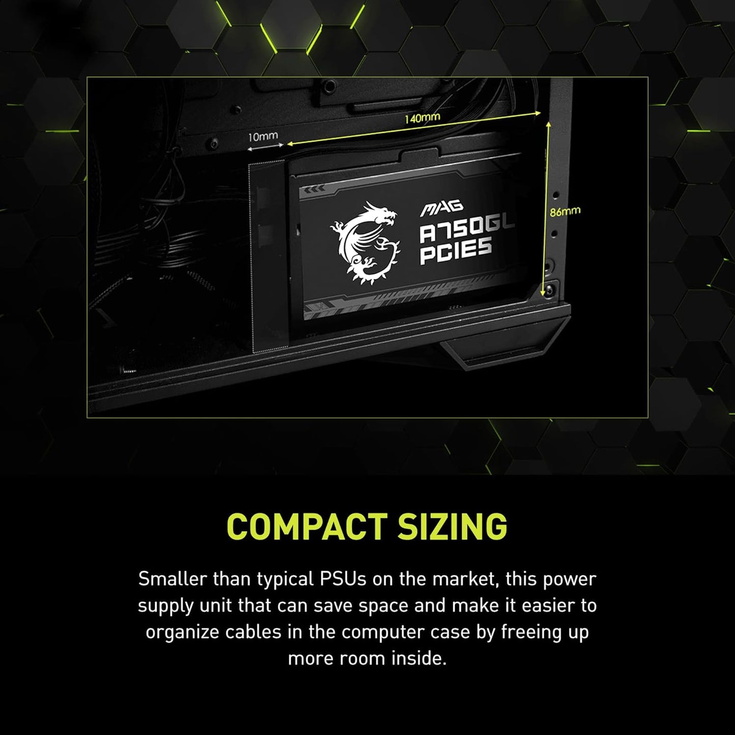 MSI MAG A750GL PCIE 5 & ATX 3.0 Gaming Power Supply – Full Modular – 80 Plus Gold Certified 750W -Supports NVIDIA® GeForce RTX 40 Series Graphics Cards – Black