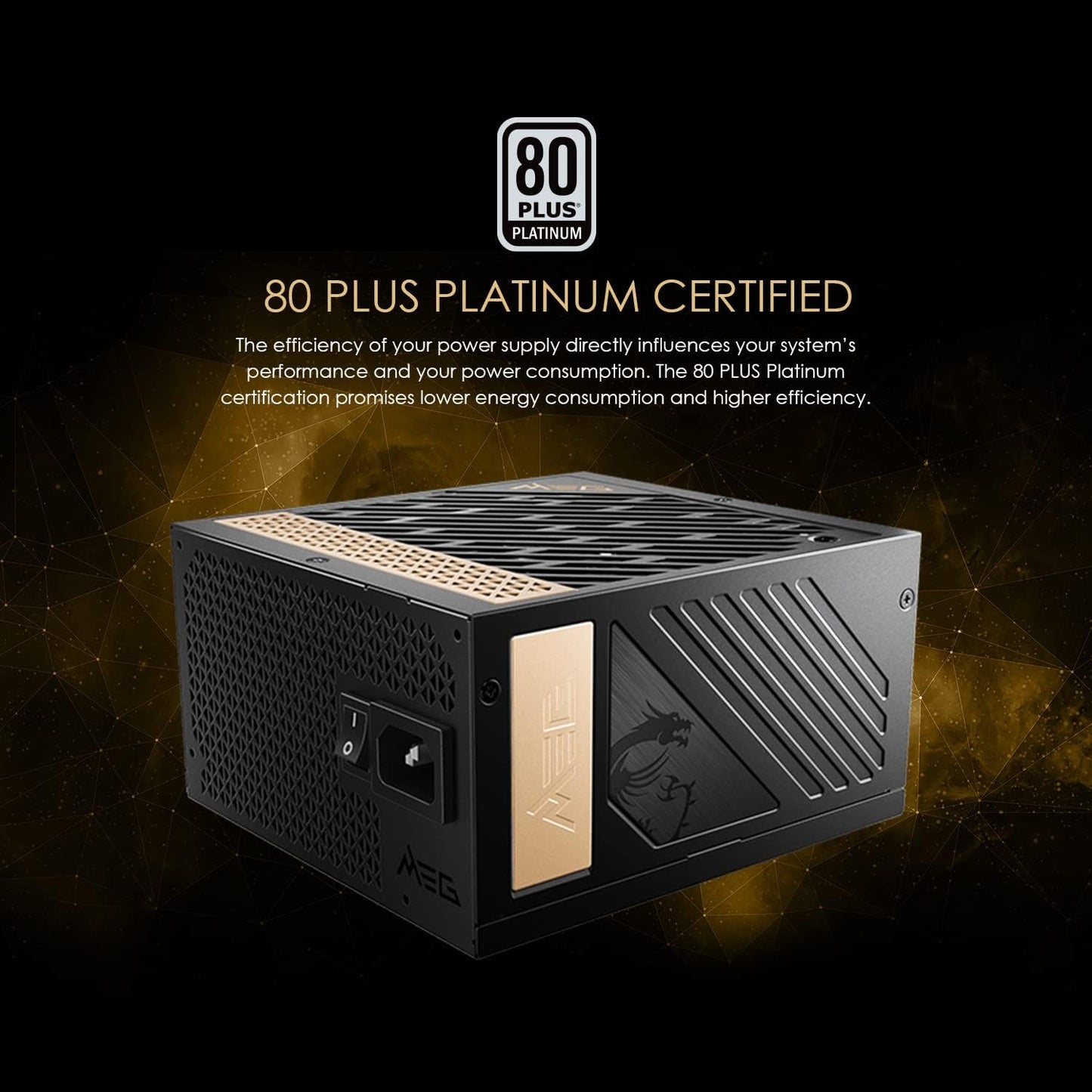MSI – MEG Ai1300P PCIE 5.0 1300W Power Supply, 80 Plus PLATINUM Full Modular Gaming PSU, 12VHPWR Cable, Supports Nvidia® GeForce RTXTM 40 Series Graphics Cards & ATX 3.0