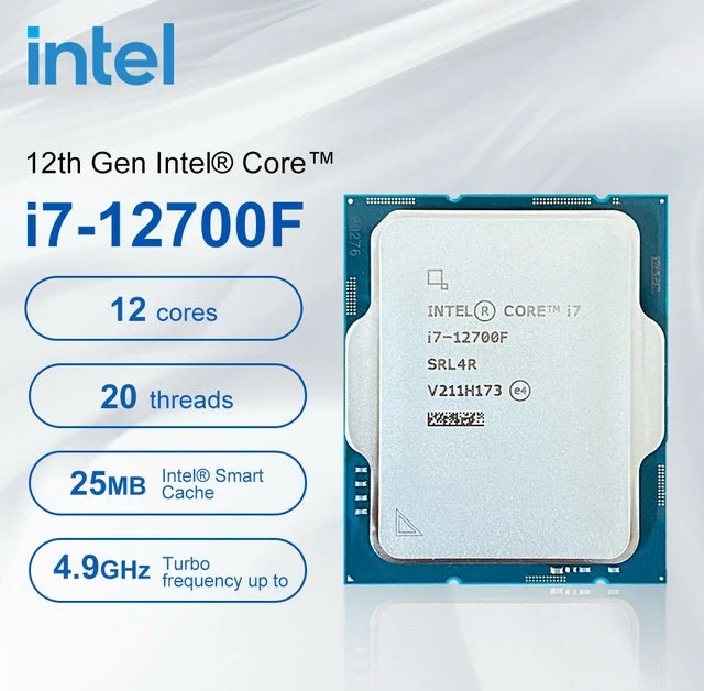 CPU IntelCore i7-12700F 12th Gen CPU LGA1700 Intel Core i7-12700F - Alder Lake 12-Core (8P+4E) 2.1GHz LGA