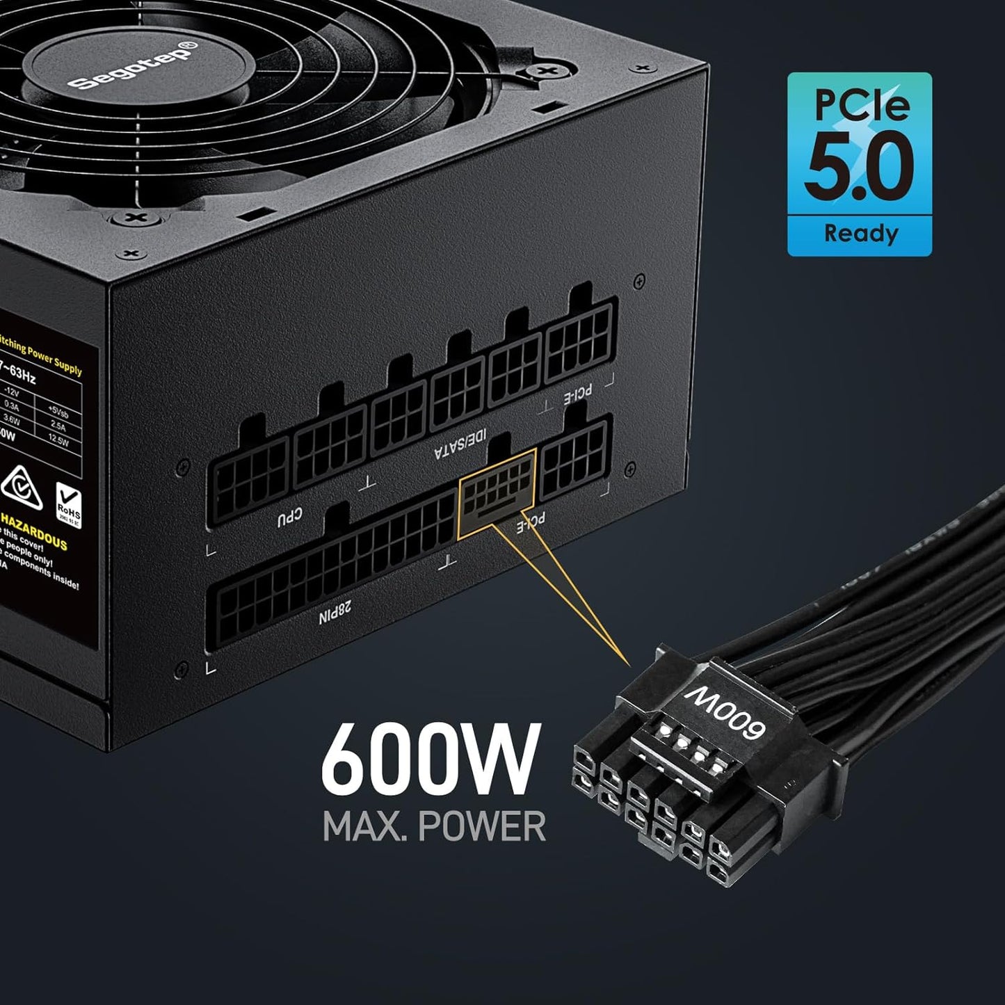 Segotep GM750W 750W Power Supply, 80 Plus Gold Full Modular PCIe 5.0 & ATX 3.0 Gaming PSU For NVIDIA RTX 20/30/40 Series & AMD GPU, 120mm Silent FDB Fan