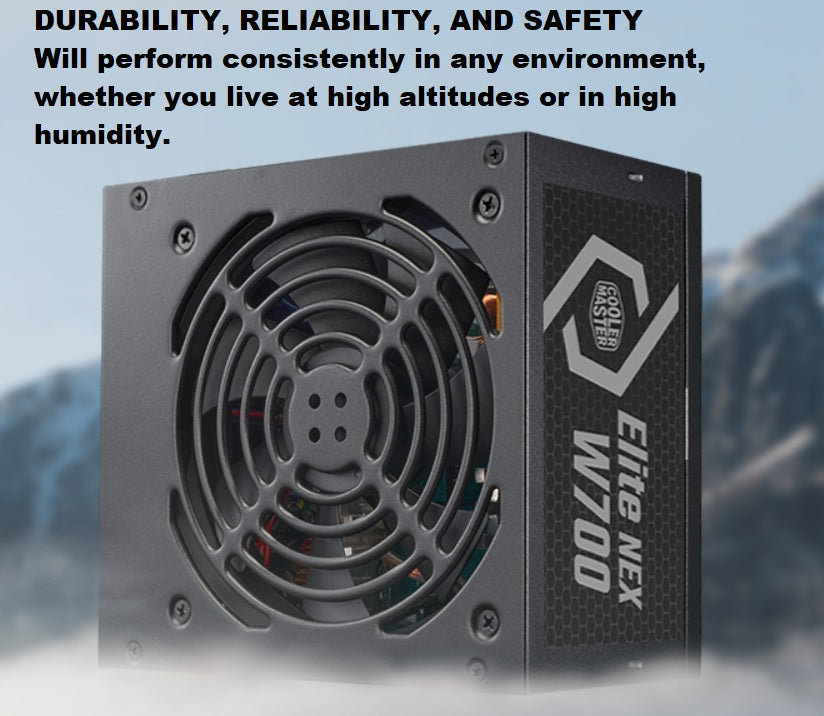 ELITE NEX WHITE W700 230V NEX POWER SUPPLY ; 80 Plus Standard Certified Efficiency ; NON-MODULAR PSU ; Active PFC ; Dual Forward Topology Design ; 120MM FAN ; ATX 12V Ver. 2.41 – BLACK