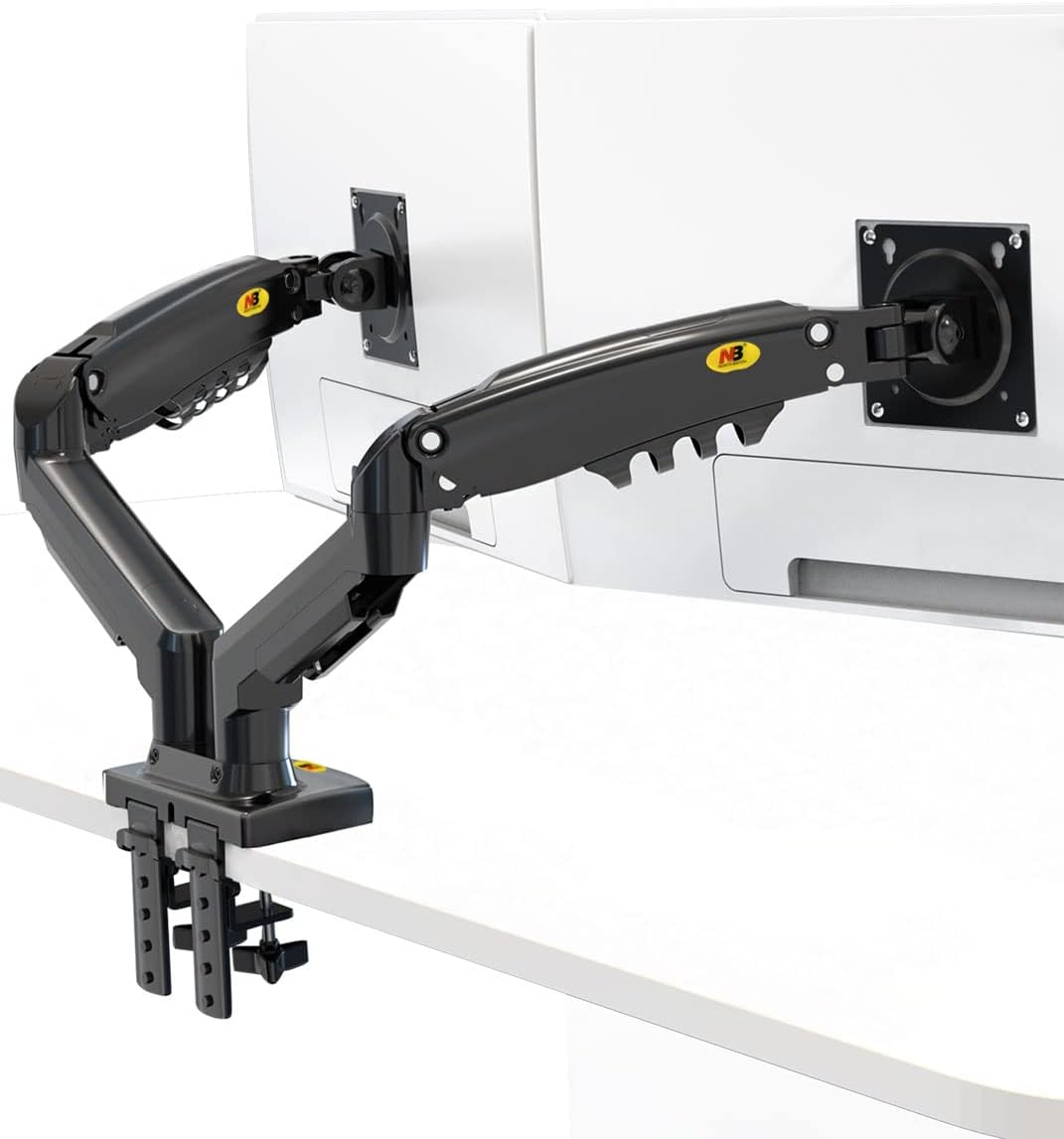 Dual Monitor Desk Mount Stand Gas Spring 360 Degree Full Rotation ; Computer Monitor Arm For Two Screens 17″ – 27″ Inch With 2~9 Kg Load Capacity For Each Display ;  F160