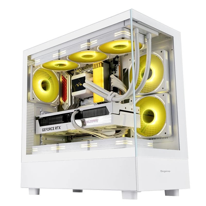 Segotep Endura Pro+ PC Gaming Case (E-ATX / ATX / M-ATX / ITX Supported) 436mm*230mm*456mm , Tempered Glass , Supports Up To 360mm Radiators , No Build-In Fans – White