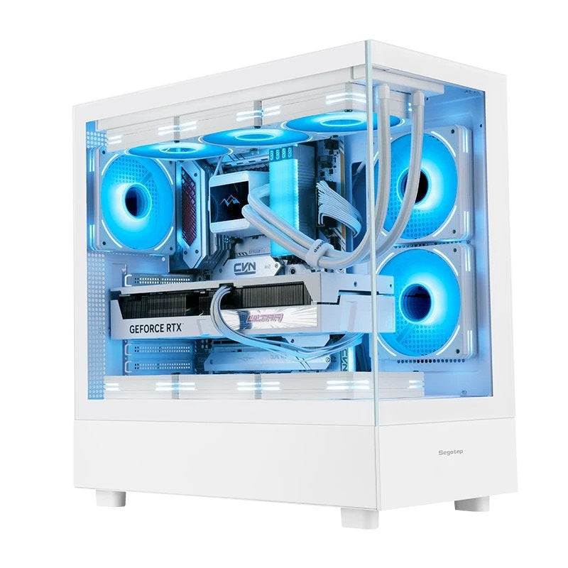 Segotep Endura Pro+ PC Gaming Case (E-ATX / ATX / M-ATX / ITX Supported) 436mm*230mm*456mm , Tempered Glass , Supports Up To 360mm Radiators , No Build-In Fans – White