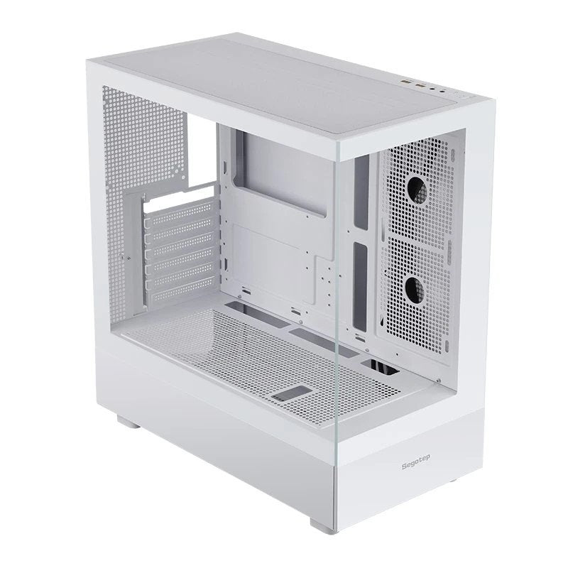 Segotep Endura Pro+ PC Gaming Case (E-ATX / ATX / M-ATX / ITX Supported) 436mm*230mm*456mm , Tempered Glass , Supports Up To 360mm Radiators , No Build-In Fans – White