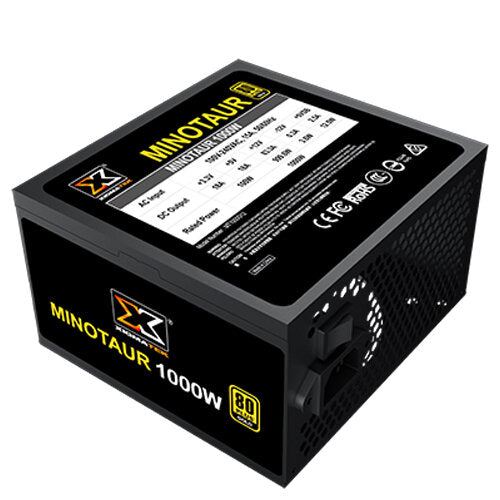 Xigmatek Minotaur 1000W 80 PLUS GOLD Fully Modular Power Supply Unit – Flat Cable – 100~240V Full Range – 120mm Sleeve Bearing Fan – 140mm Length – Black