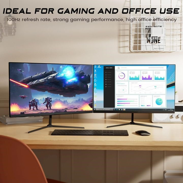 DAHUA B-Series  24” FHD Monitor , 100 Hz Micro Bezel Design VA Panel With 5MS Response , 1920 X 1080p Resolution , VESA , 178° Extra-Wide Viewing , Built-In Speakers , Anti-Blue Light Eye Protection