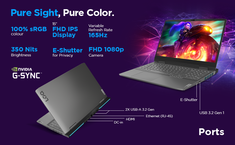Lenovo LOQ 15IRH8 82XV00UEAK  Intel Core I5-12450H  (8GB DDR5 / 512GB SSD / DOS / NVIDIA RTX 2050 4GB Graphics ) 15.6″ FHD IPS 144Hz 350Nits , KEYBOARD WHITE BACKLIT ENGLISH / With Lenovo M100 RGB Gaming Mouse