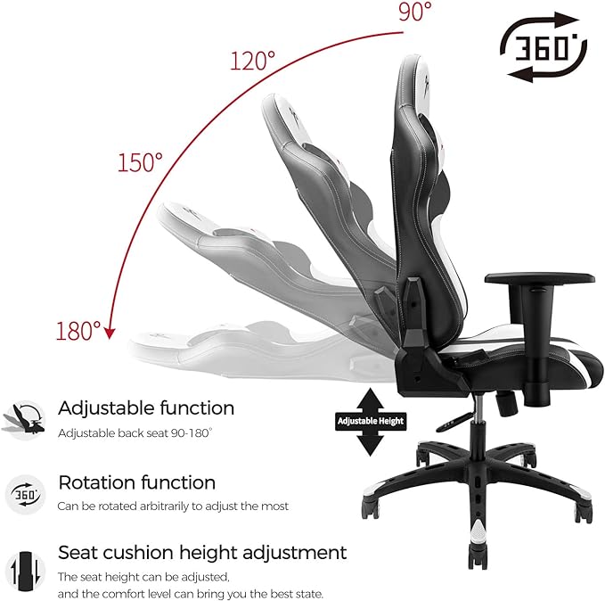 FURGLE CARRY SERIES RACING STYLE BLACK AND WHITE GAMING CHAIR