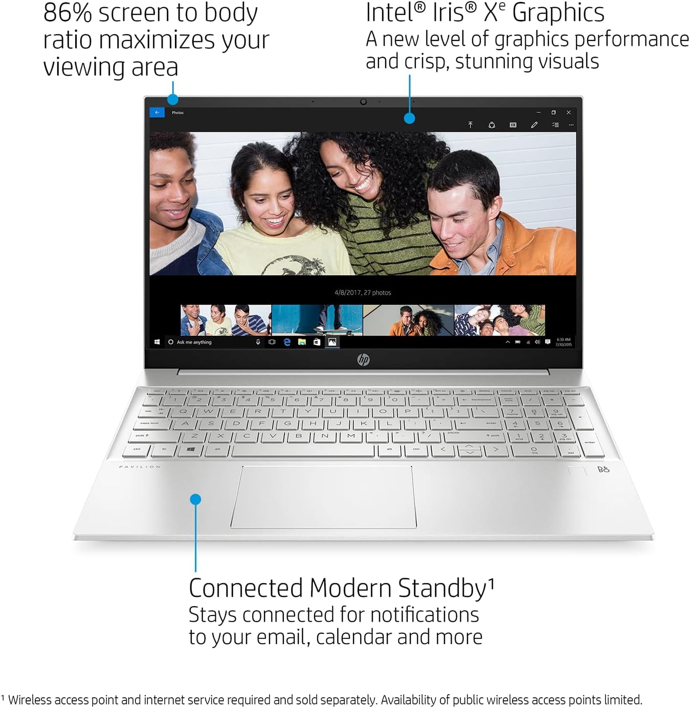 HP Pavilion 15 Intel® Core™ I7-1355U | 16 GB DDR4-3200 RAM , 256 GB NVMe™ M.2 SSD | 15.6 Inch FHD + Intel® Iris® Xe Graphics | Windows 11 Home | Wi-Fi 6 , Bluetooth® 5.3 | Natural Silver