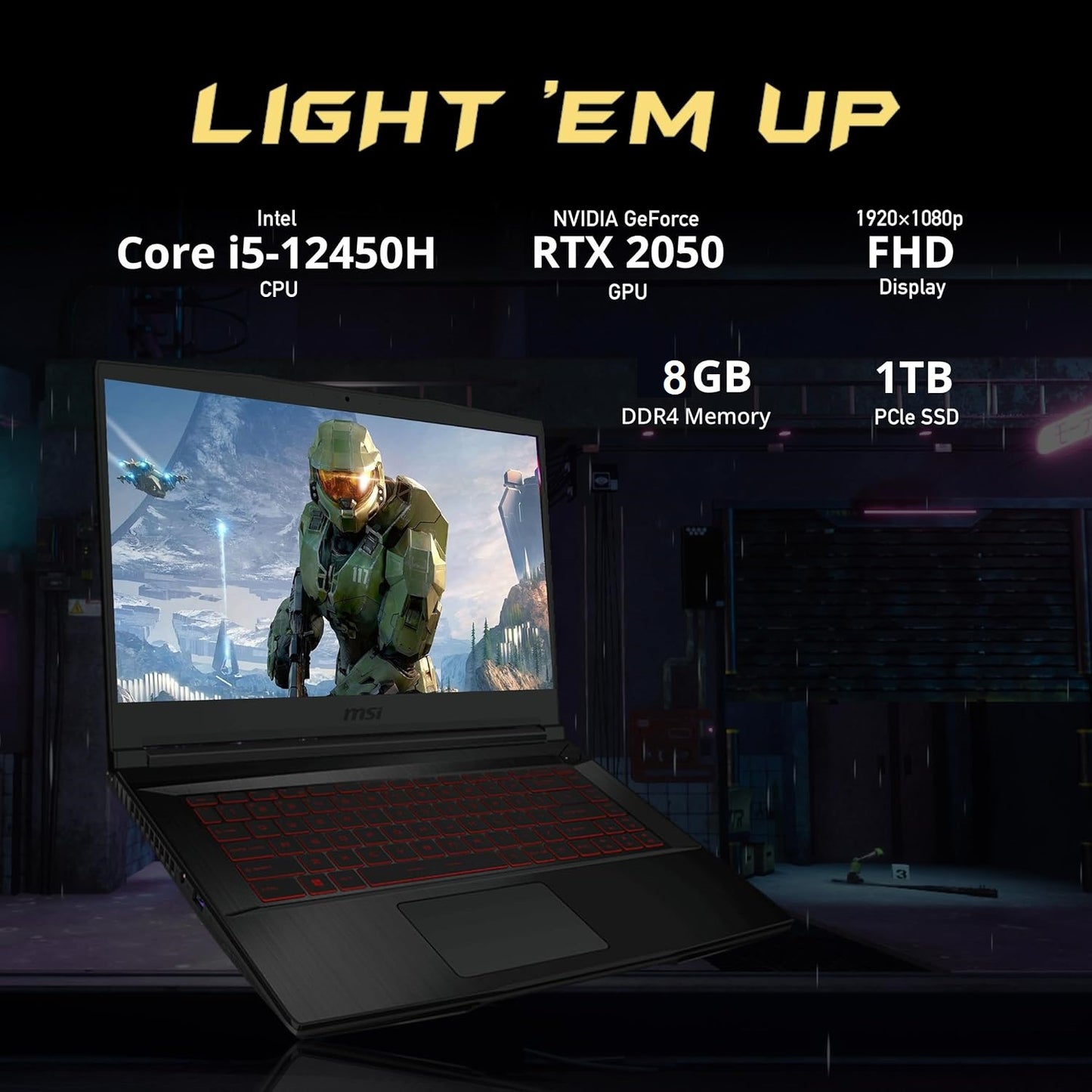 MSI Thin GF63  Intel Core I5-12450H Processor 4.4GHz| NVIDIA GeForce RTX 2050 ‎,4 GB | 8GB ‎DDR4 RAM, 1TB NVME PCIe SSD | 15.6” FHD 144Hz | Backlit Gaming Keyboard | WiFi 6,Win 11 | Black