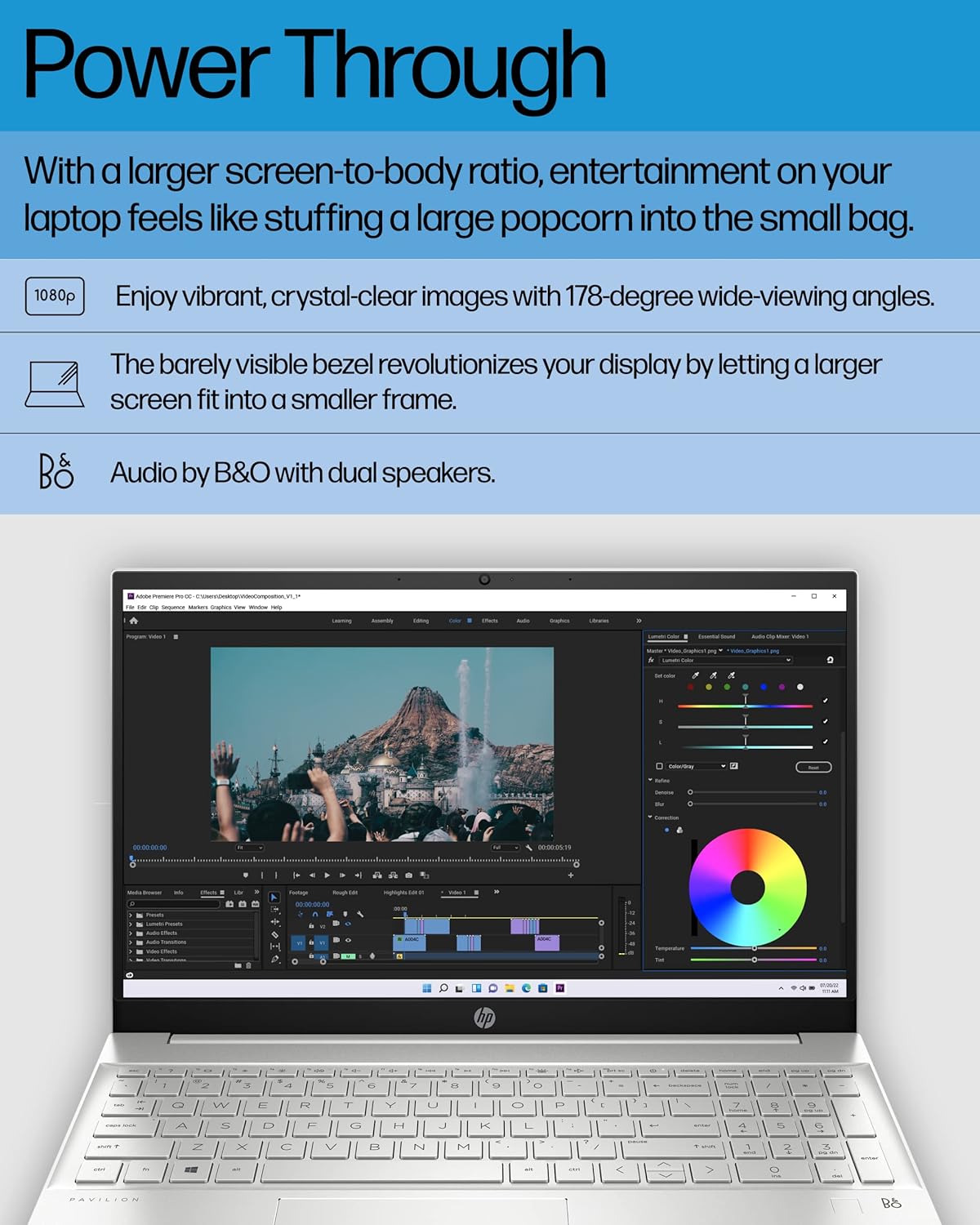 HP Pavilion 15 Intel® Core™ I7-1355U | 16 GB DDR4-3200 RAM , 256 GB NVMe™ M.2 SSD | 15.6 Inch FHD + Intel® Iris® Xe Graphics | Windows 11 Home | Wi-Fi 6 , Bluetooth® 5.3 | Natural Silver