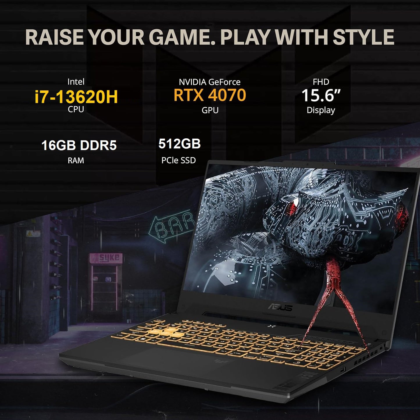 ASUS TUF F15 Military Grade Gaming Laptop |  Intel® Core™ I7-13620H  | RAM 16GB DDR5 | 512GB NVMe SSD | NVIDIA GeForce RTX 4070 | 15.6-Inch, FHD 144hz Display | Mecha Gray
