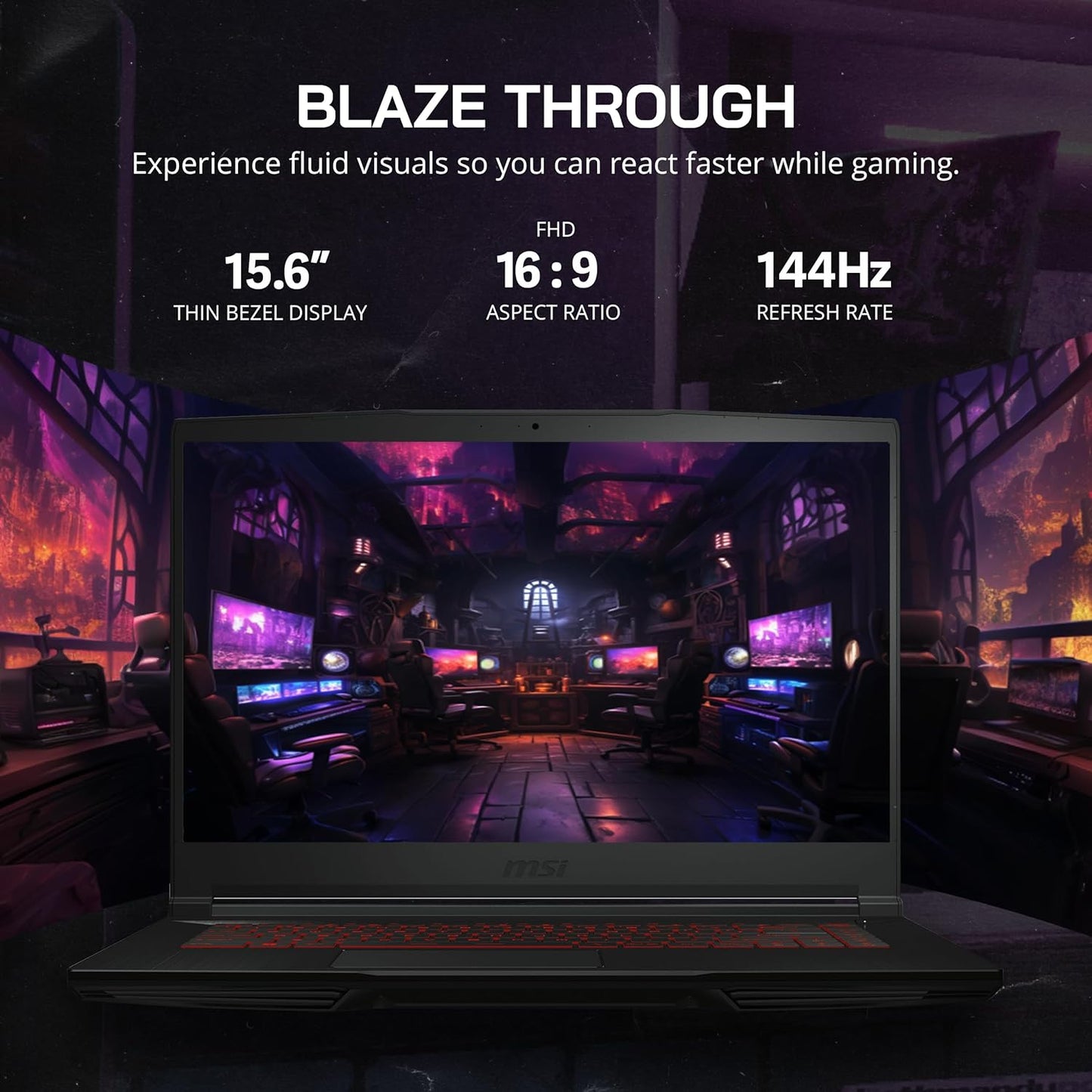 MSI Thin GF63  Intel Core I5-12450H Processor 4.4GHz| NVIDIA GeForce RTX 2050 ‎,4 GB | 8GB ‎DDR4 RAM, 1TB NVME PCIe SSD | 15.6” FHD 144Hz | Backlit Gaming Keyboard | WiFi 6,Win 11 | Black
