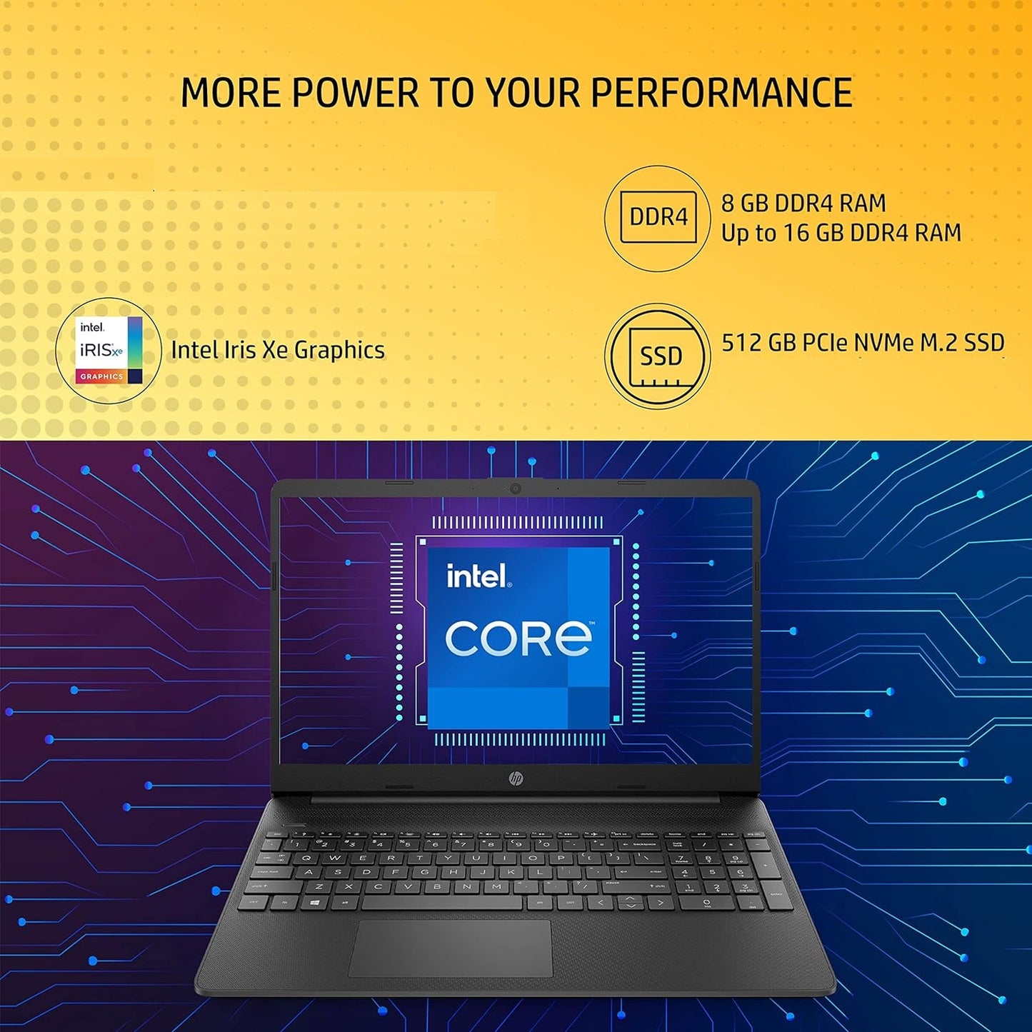 HP 15-Dw4002nia Laptop I5 12th, 15.6″ FHD Display (1920 X 1080), Intel Core I5-1235U 4.4 GHz, 8GB RAM, 512 SSD, NVIDIA GeForce MX550 2GB GDDR6, English K/B , DOS | 6N237EA Jet Black