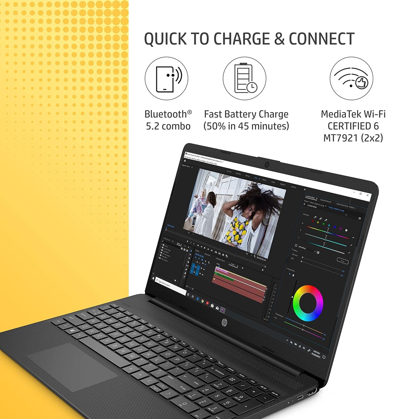 HP 15-Dw4002nia Laptop I5 12th, 15.6″ FHD Display (1920 X 1080), Intel Core I5-1235U 4.4 GHz, 8GB RAM, 512 SSD, NVIDIA GeForce MX550 2GB GDDR6, English K/B , DOS | 6N237EA Jet Black