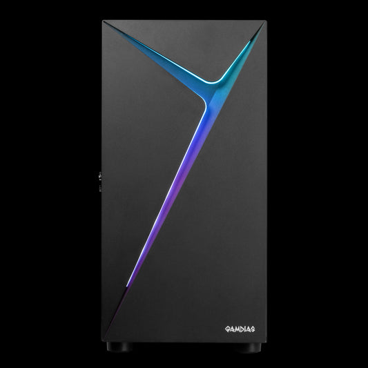 GAMDIAS ARGUS E4 ELITE GAMING ARGB PC CASE , Sync With 5V ARGB Motherboard , Tempered Glass , Up To ATX Motherboards , 1 Built-In 120mm Rear Fan – BLACK