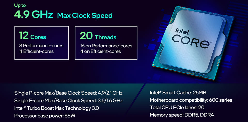 Intel Core I7-12700F – CPU Core I7 12th Gen Alder Lake 12-Core (8P+4E) 2.1 GHz LGA 1700 65W Desktop Processor –  TRAY