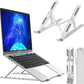 Ultra Compact Laptop Riser Stand | 6 Levels Of Height Adjustable Portable Laptop Holder For Desk | Aluminum Foldable Laptop Riser, Compatible With  ALL Laptops Up To 17.3 Inch Size | Silver
