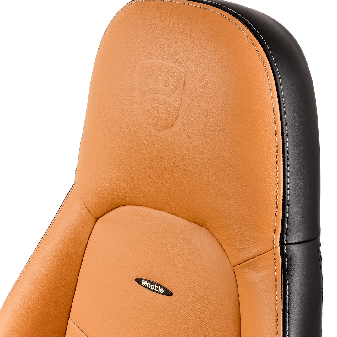 ICON REAL LEATHER COGNAC/BLACK – NOBLECHAIRS Office And Gaming Chair “AWARD WINNING”