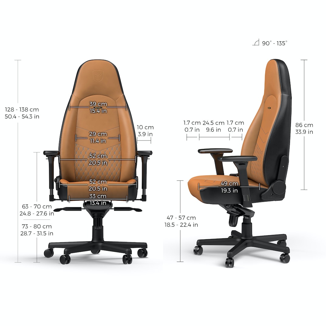 ICON REAL LEATHER COGNAC/BLACK – NOBLECHAIRS Office And Gaming Chair “AWARD WINNING”