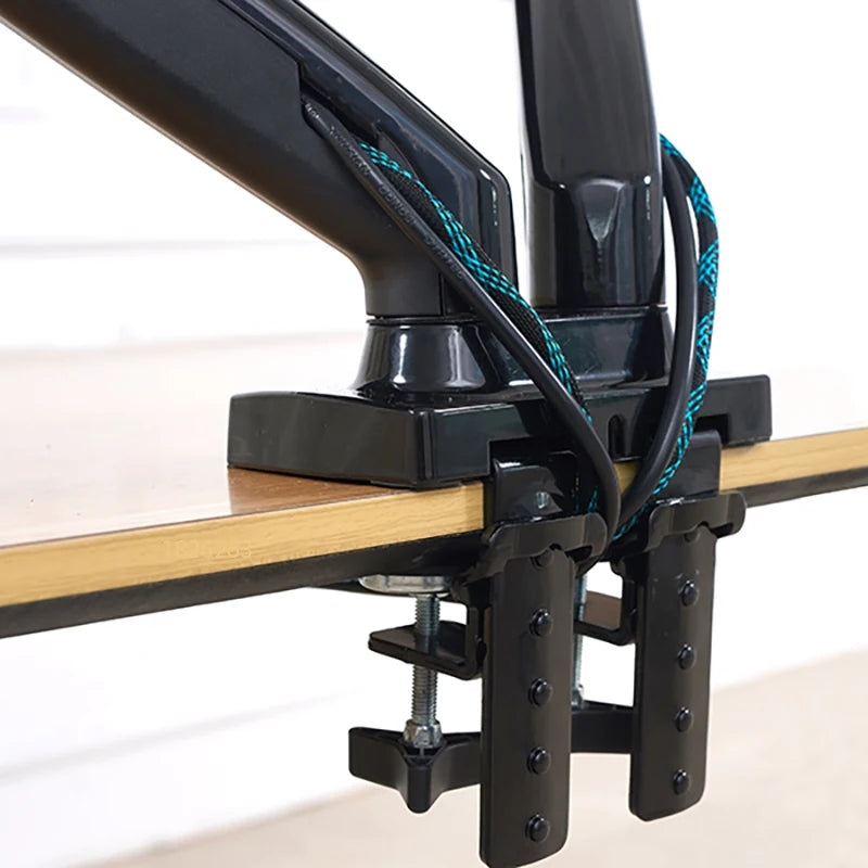 Dual Monitor Desk Mount Stand Gas Spring 360 Degree Full Rotation ; Computer Monitor Arm For Two Screens 17″ – 27″ Inch With 2~9 Kg Load Capacity For Each Display ;  F160