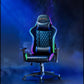 GEATIX UT-B918 High-Back Ergonomic Gaming Chair With RGB LED Lights, Headrest, Lumbar Support, Height Adjustable Swivel Recliner Chair – BLACK