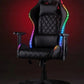 GEATIX UT-B918 High-Back Ergonomic Gaming Chair With RGB LED Lights, Headrest, Lumbar Support, Height Adjustable Swivel Recliner Chair – BLACK