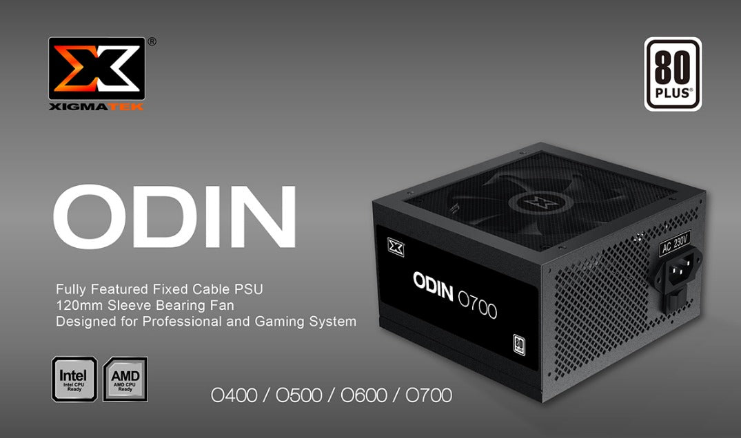 Xigmatek ODIN O700 Power Supply , 700W, 80 Plus Certified , Flat Cables – Single 12V Input – Active PFC  – 120mm Fan – 140mm Length PSU – Multi GPU Support – Black